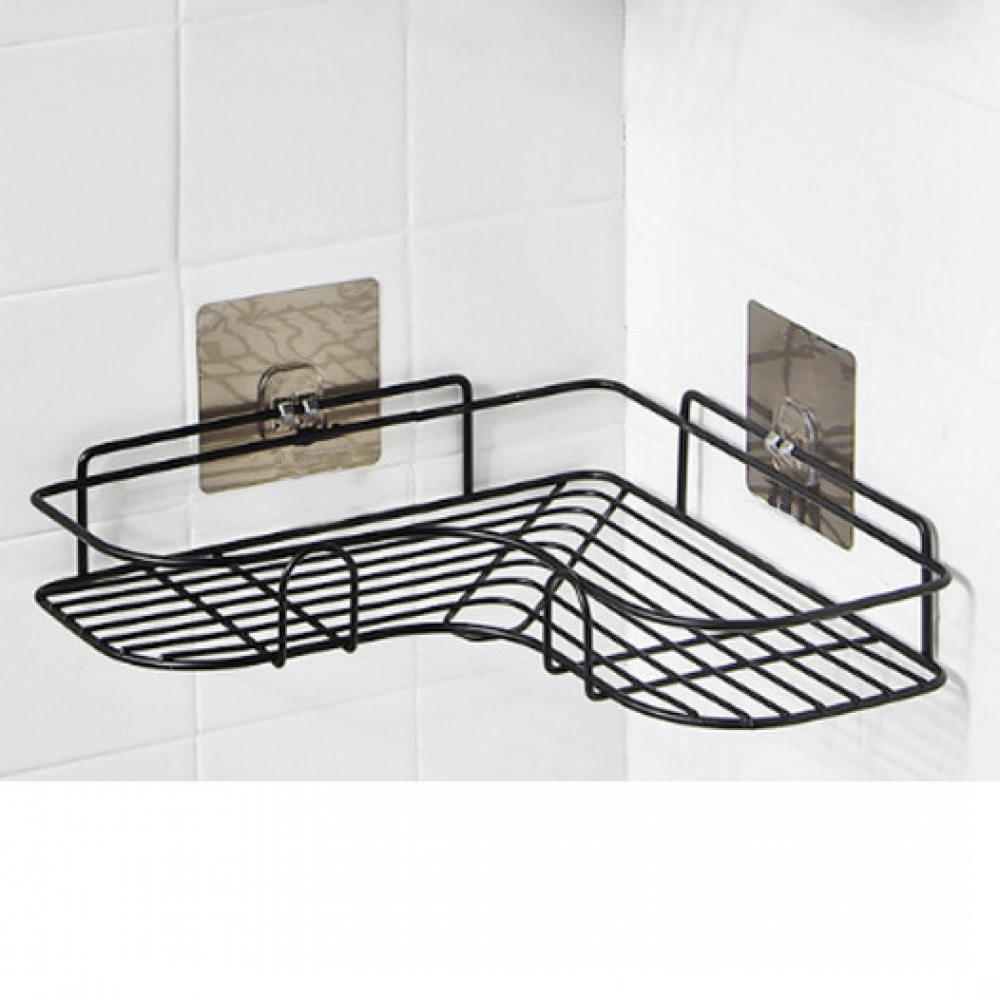 Étagère de Douche Angle Sans Perçage, Porte Savon en Inox, Accessoires Autocollants pour Salle de Bain et Cuisine (Noir) - 5