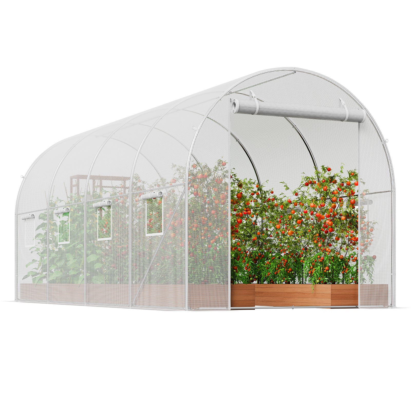 Serre tunnel de jardin,VEVOR tente phytosanitaire,cadre en acier galvanisé,couverture en PE blanc,porte à fermeture éclair roulante,8 fenêtres - 9