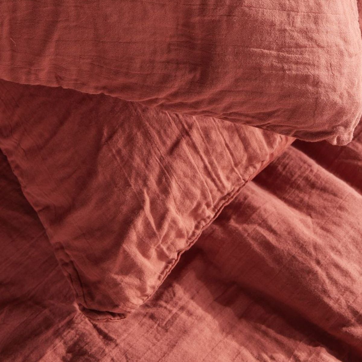 Parure de lit gaze de coton unie TERRACOTTA ESSENTIAL - 2