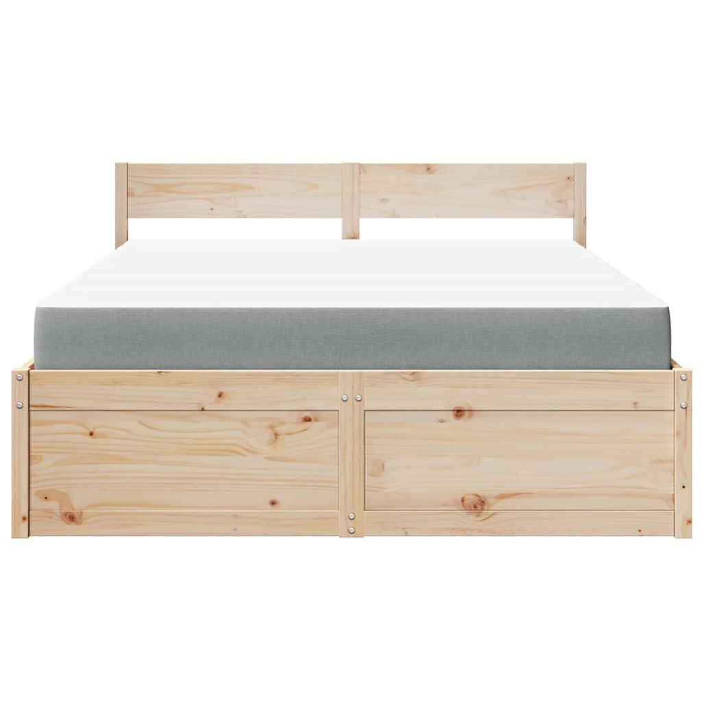 Lit avec tiroirs et matelas 140 x 200 cm bois massif de pin - 4