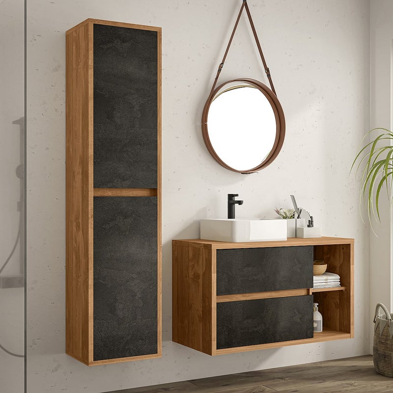 Słupek łazienkowy wiszący - Naturalny i antracytowy - wys. 170 cm - TIKITKI