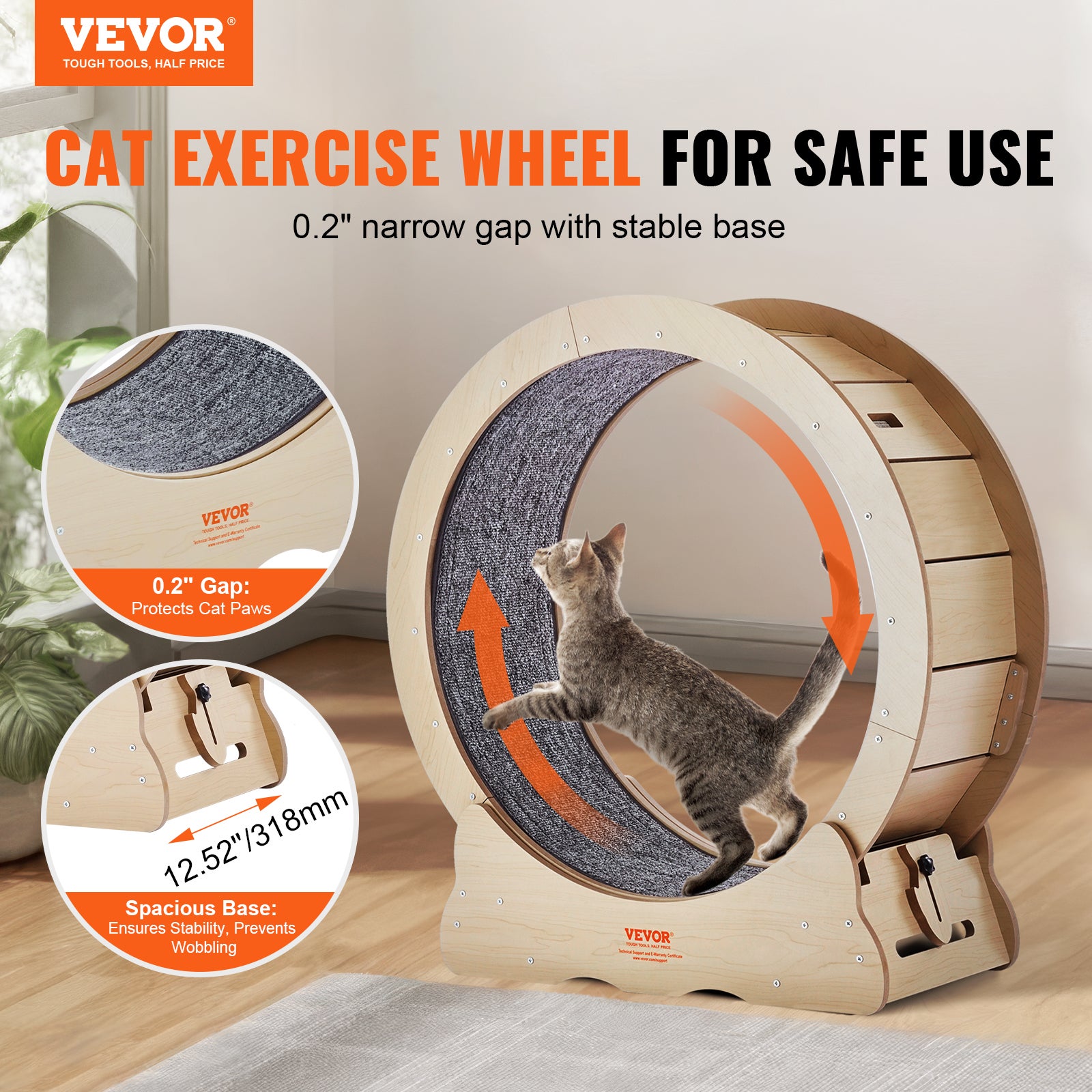 Roue d'Exercice 750mm pour Chat,VEVOR Roue de Course Intérieure avec Tapis Amovible,Jouet pour Chat,Convient à la Plupart des Chats - 2