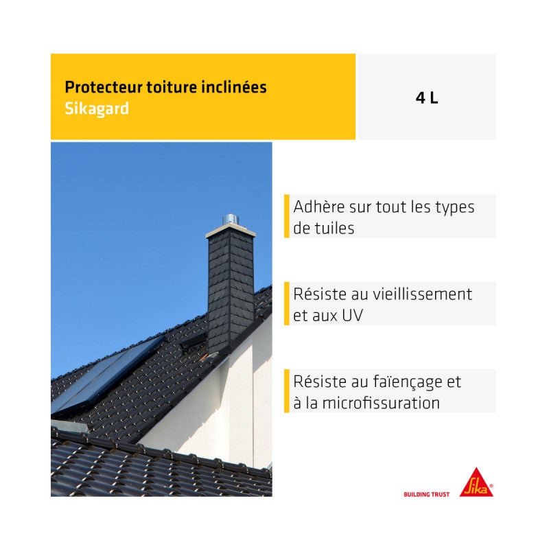 Peinture de protection SIKA Sikagard Protection Toiture inclinée - Transparent - 4L - 3