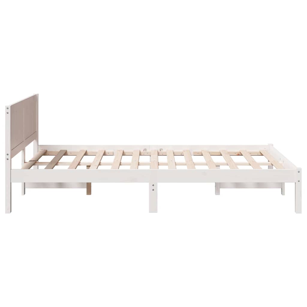 Cadre de lit en bois de pin massif blanc, pour la chambre, 120 × 190 cm - 6