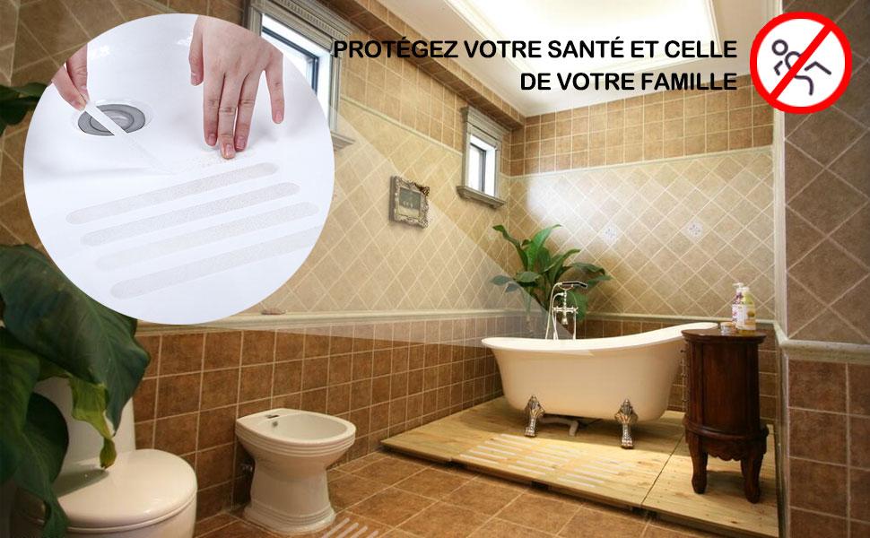 24 pièces bandes antidérapantes autocollantes transparentes pour salle de douche (2 x 38 cm) - 7