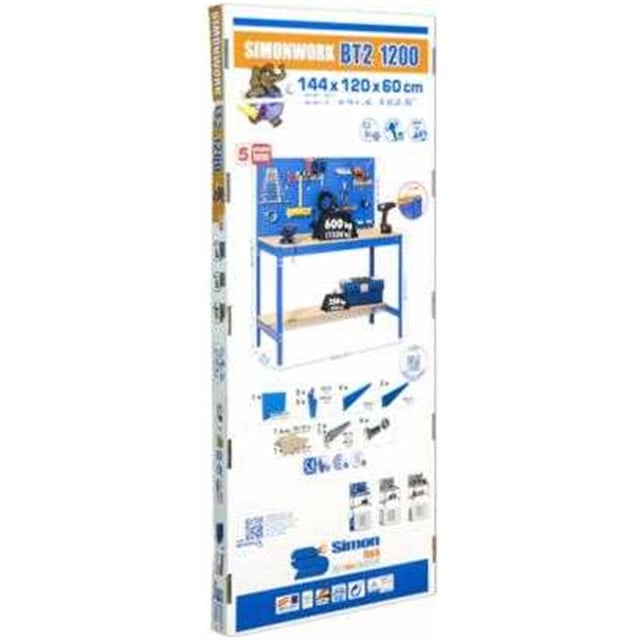 Banco da lavoro in metallo SIMONWORK MOBILE BT2 1200 BLU/LEGNO