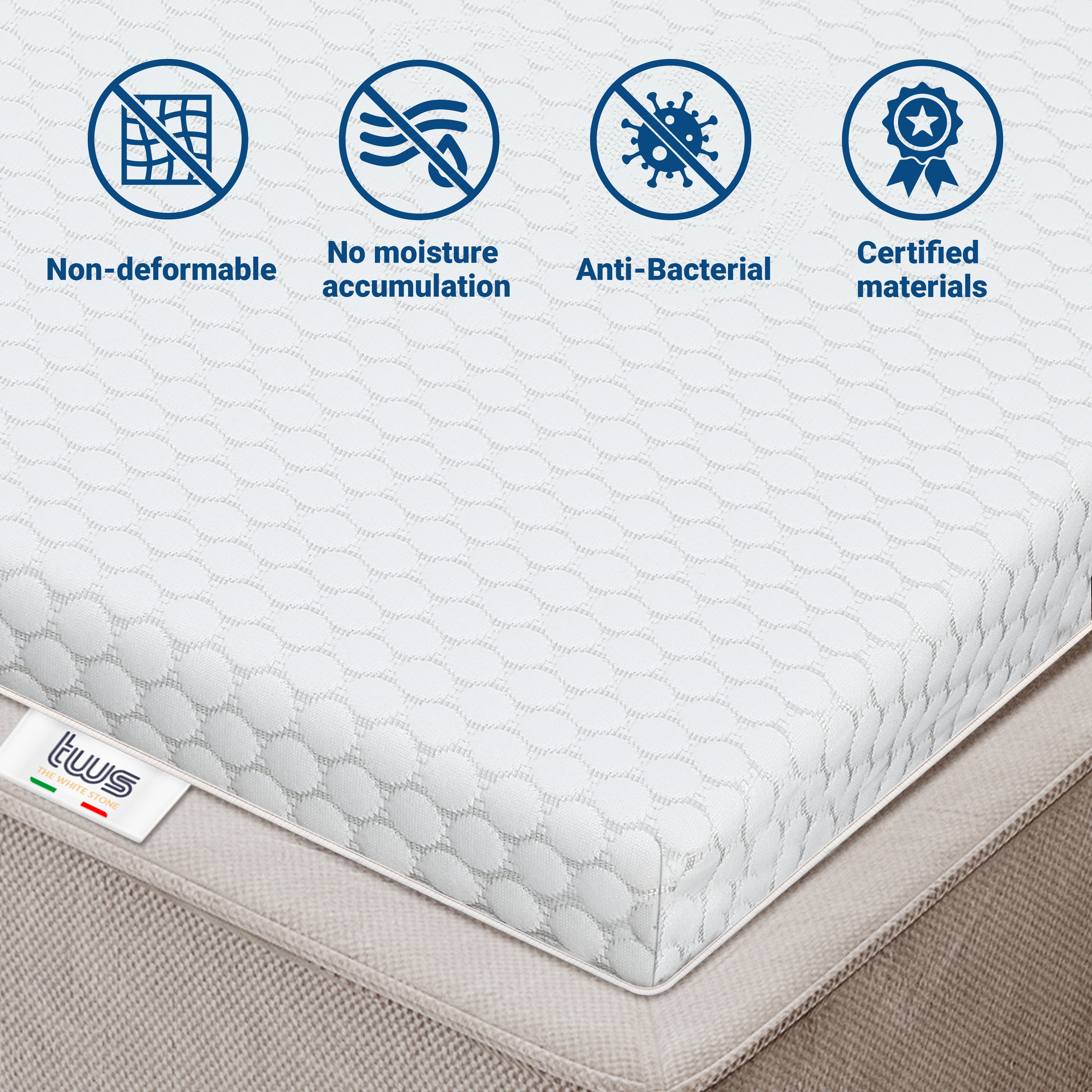 Surmatelas en mousse à mémoire de forme pour matelas double XXL 6 cm | Surmatelas déhoussable | Antibactérien et antifongique | 170 x 195 - 4
