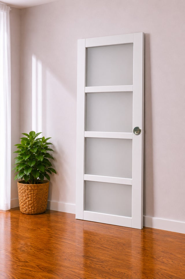 Porte Coulissante Tana Blanc Vitrée H204 X L63 Cm, Coquilles Gd Menuiseries
