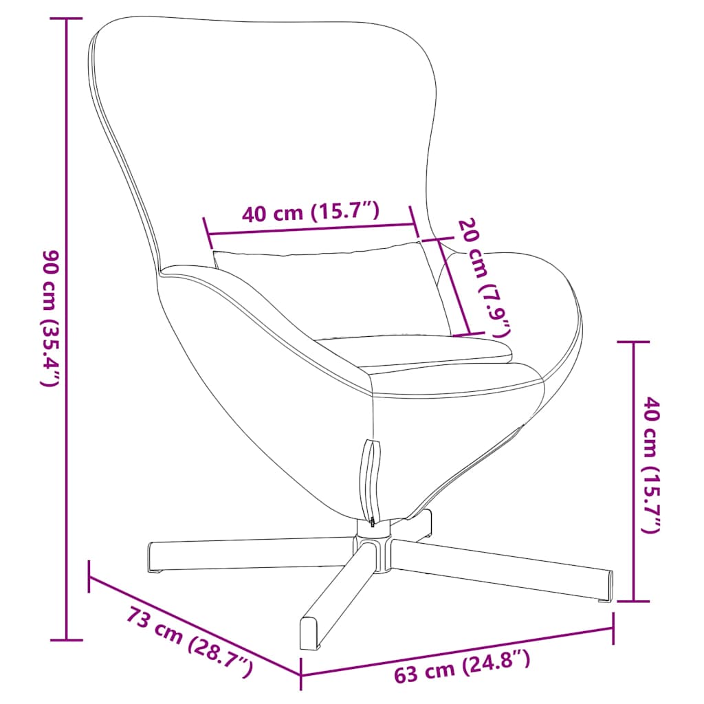 Poltrona uovo Blu 63 x 73 x 90 cm Velluto vidaXL - 9
