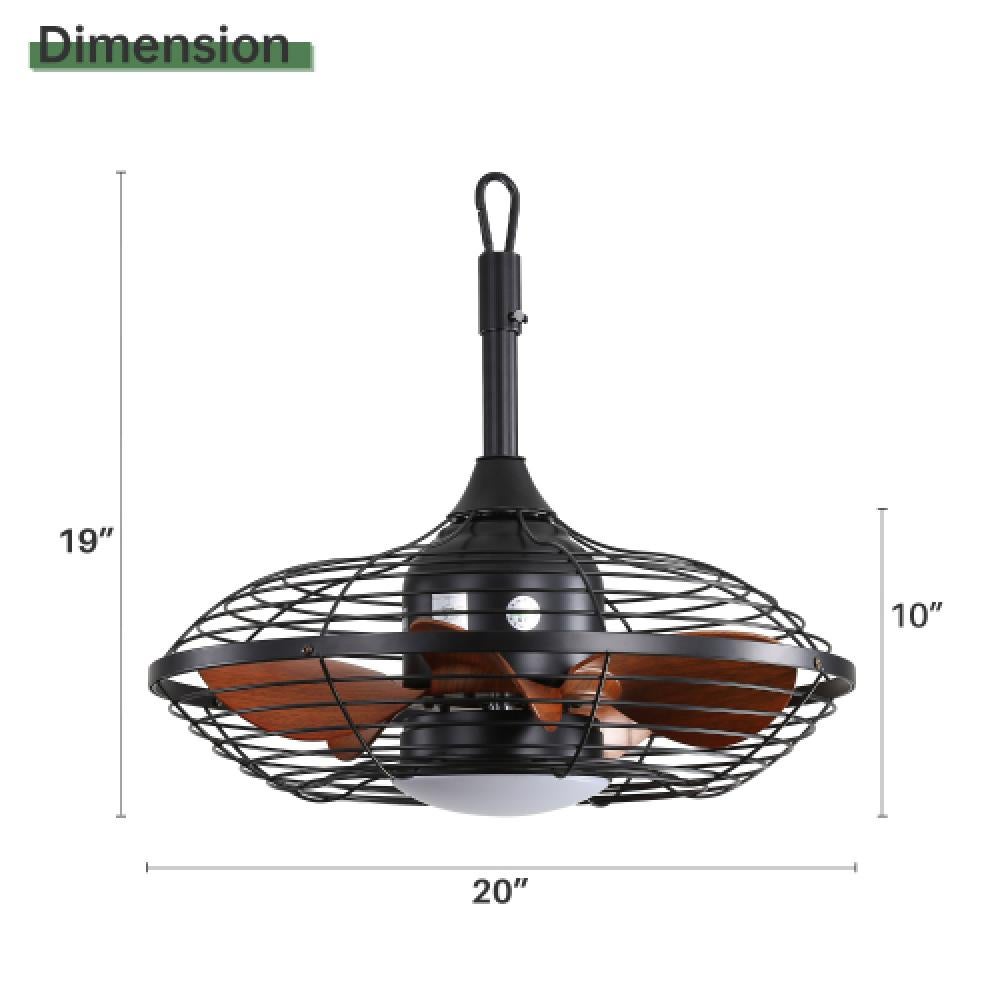 Ventilateur de plafond 51CM avec éclairage LED, 5 pales en ABS, moteur DC et télécommande pour espaces extérieurs, terrasses et pergolas - 3