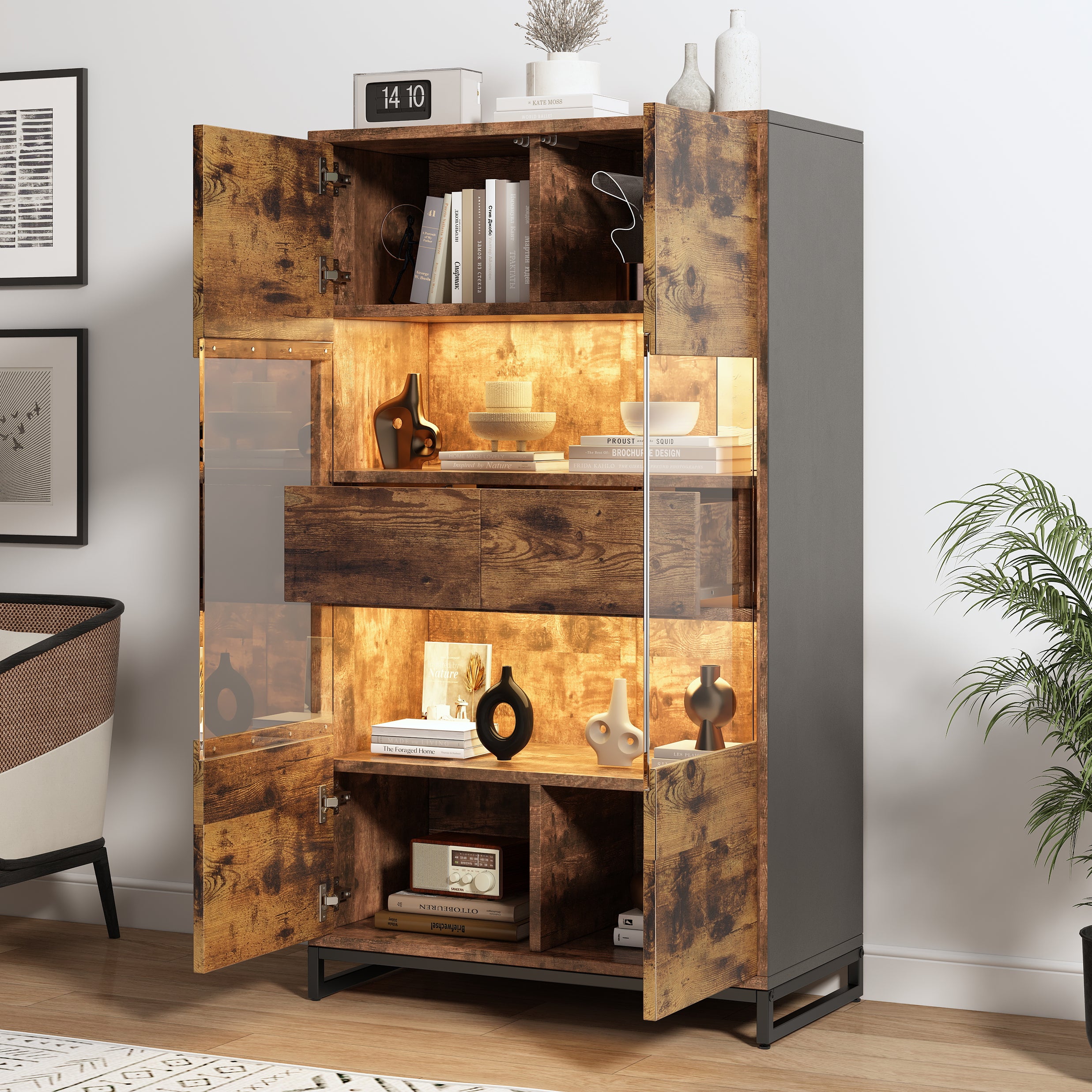 Console Coloniale En Bois D'acajou Massif 6 Tiroirs 2 Portes Falkane 100cm 89750842