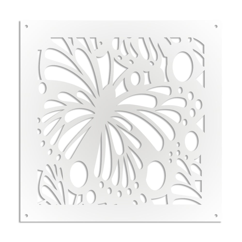 MOTYL - Panel perforowany z PVC - Osłona przeciwsłoneczna - Rozmiar 48x48 cm - Grubość 1 cm - Kolor BIAŁY