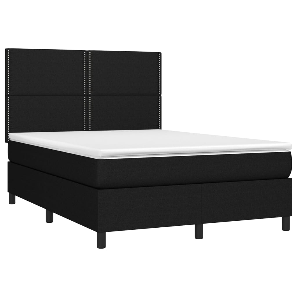 Maison Exclusive - Sommier à lattes de lit avec matelas Noir 140x200 cm Tissu - 3