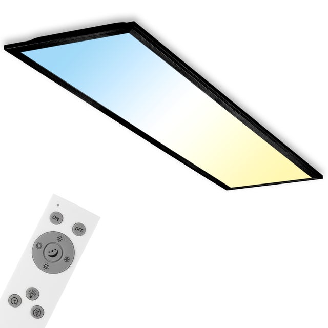 Panneau LED - ultra-plat CCT avec télécommande - IP20 - 1000x250 mm - Noir - dimmable + réglage 3000K-6500K - 24W / 2600lm - Briloner