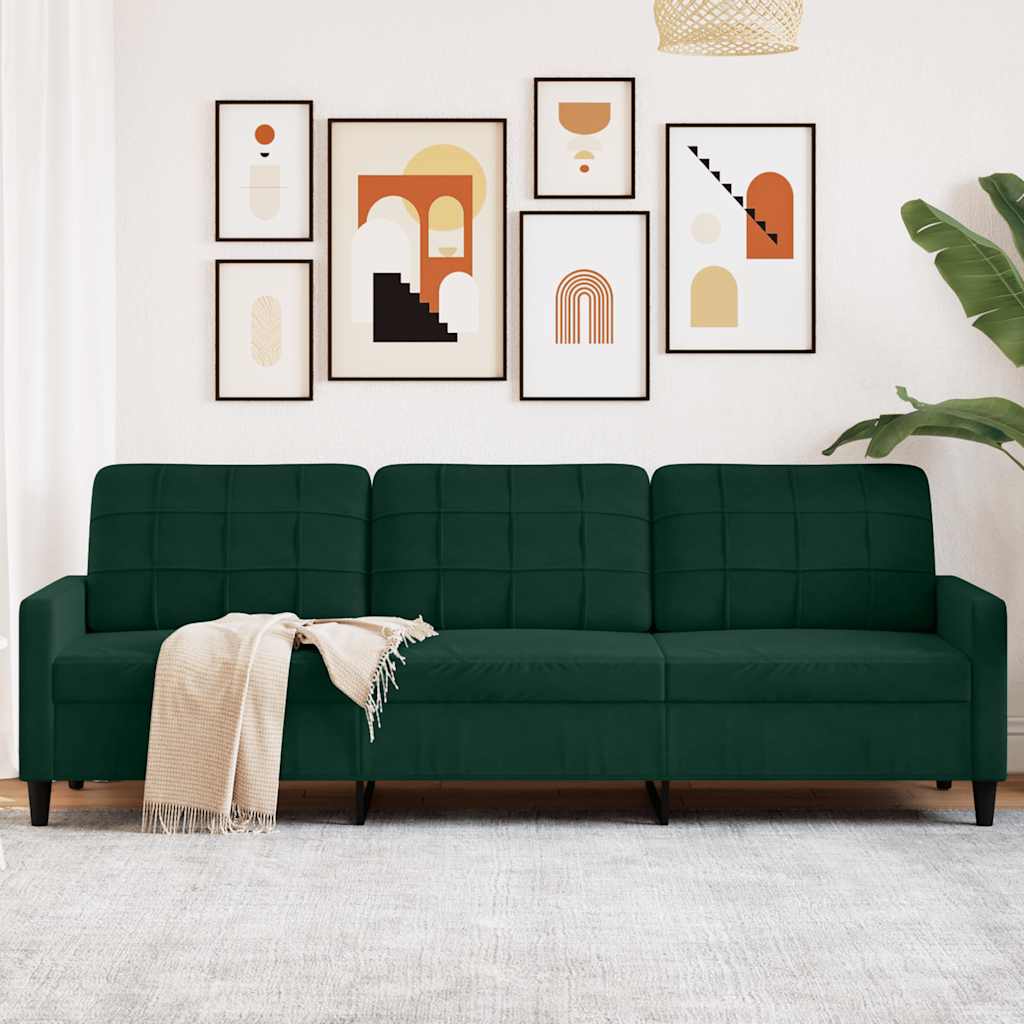 Vidaxl Sofá De 3 Plazas Terciopelo 210 Cm Verde/Oscuro , Leroy Merlin