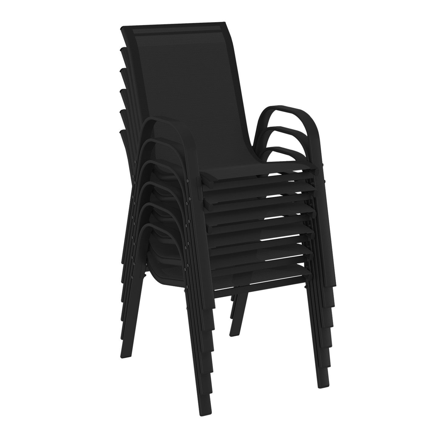 Salon de jardin MADRID table 190 CM et 8 chaises empilables noires - 4