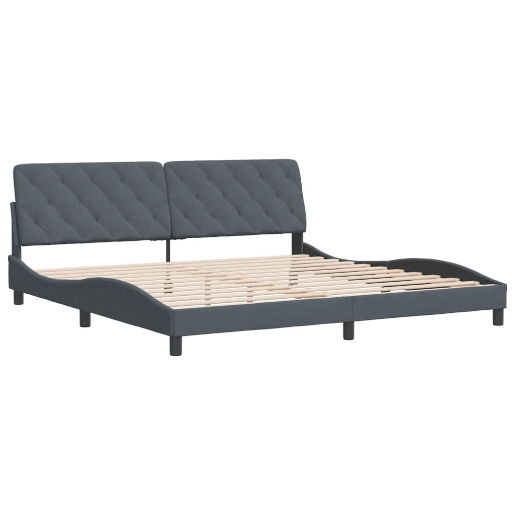 Cadre de lit sans matelas gris foncé 200 x 200 cm en velours - 3