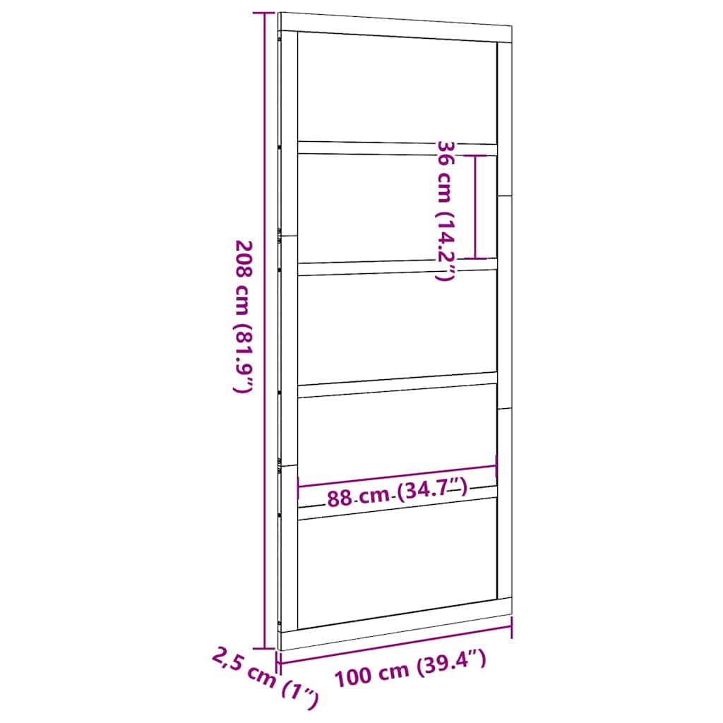 Puerta Corrediza 100 x 2,5 x 208 cm Madera de pino macizo vidaXL - 3