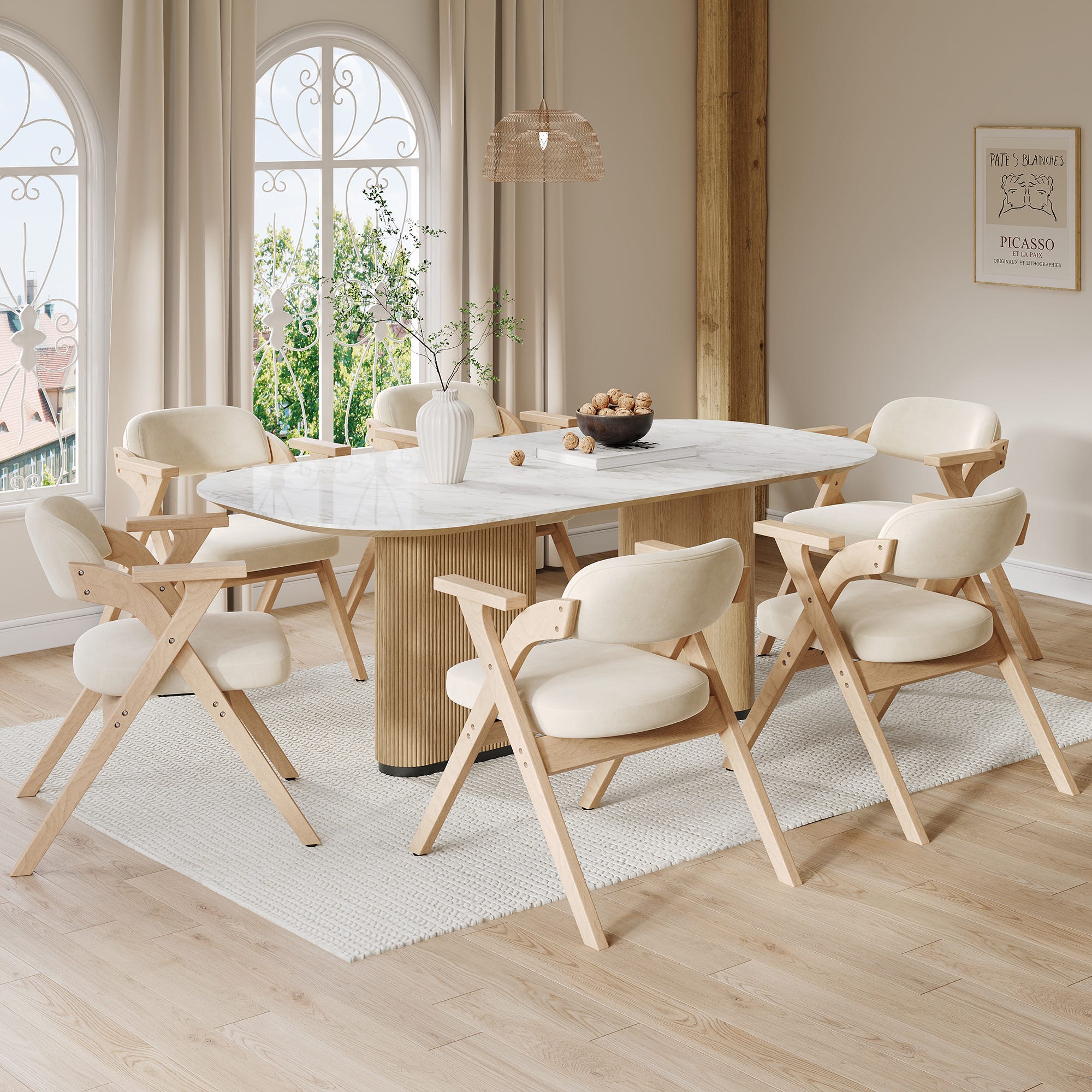 Set di sedie da pranzo pieghevoli e riponibili con braccioli