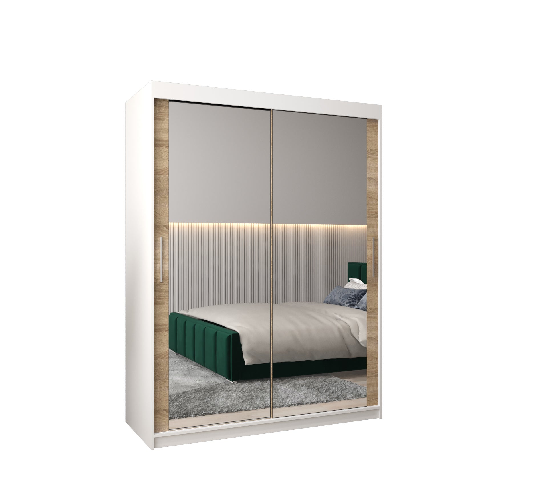 Szafa przesuwna garderoba TOKYO 3 150 x 62 x 200 cm Biały + Sonoma - Abiks Meble