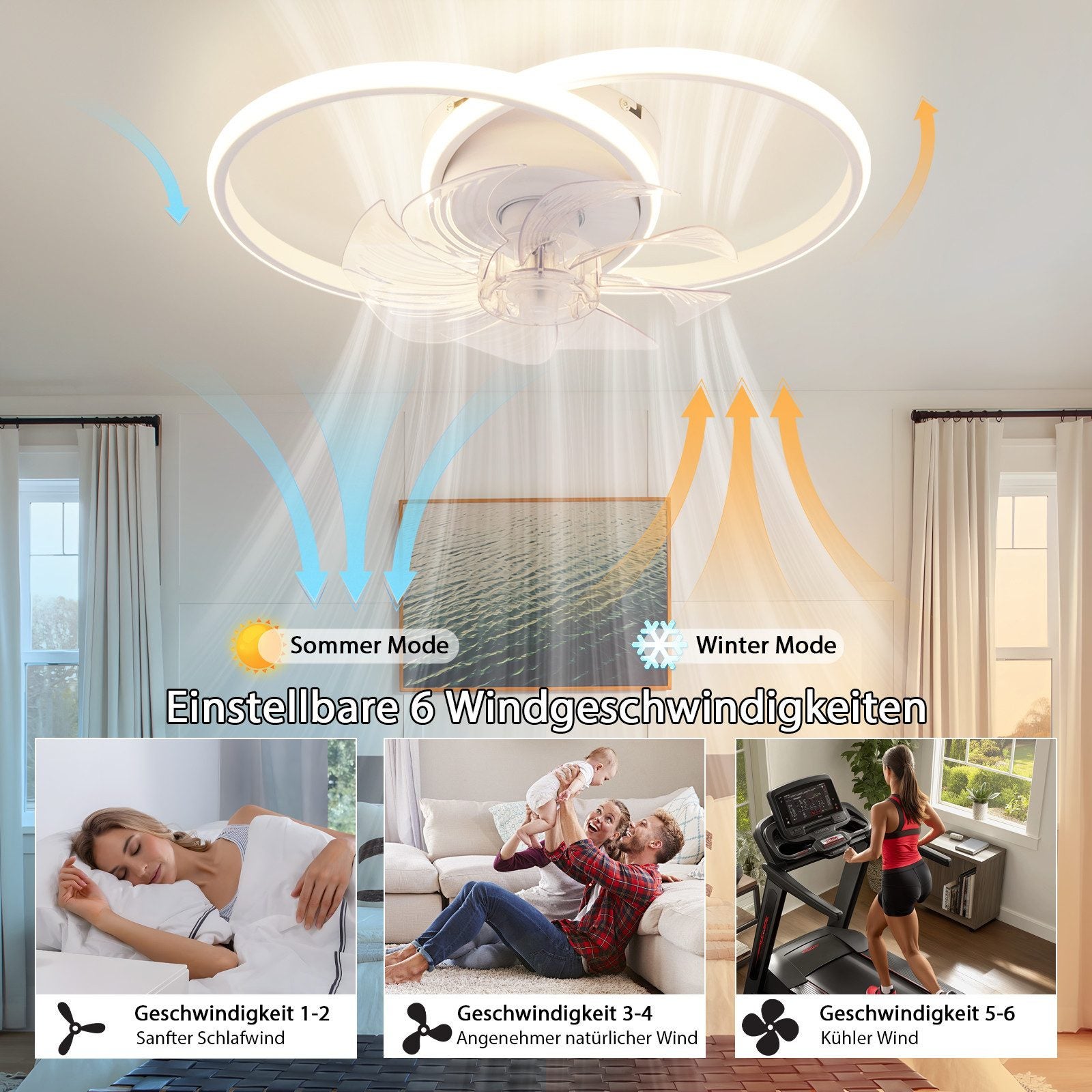 Lustre A Led Fans Ventilateur De Plafond Avec Telecommande Silencieux Dimmable Vitesse Du Vent Réglable Éclairage Fan Lampe Po[448] - Bricolage