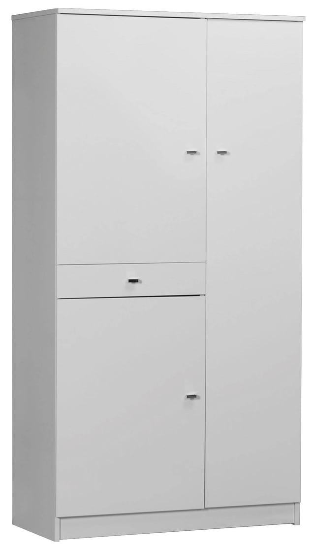 ARMOIRE 3 PORTES +1 TIROIR 77X34X147 BLANC