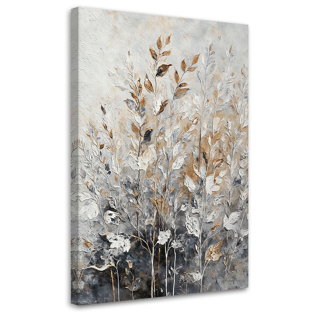 Obraz na płótnie, Rośliny Abstrakcja Botanika Złoty 60x90