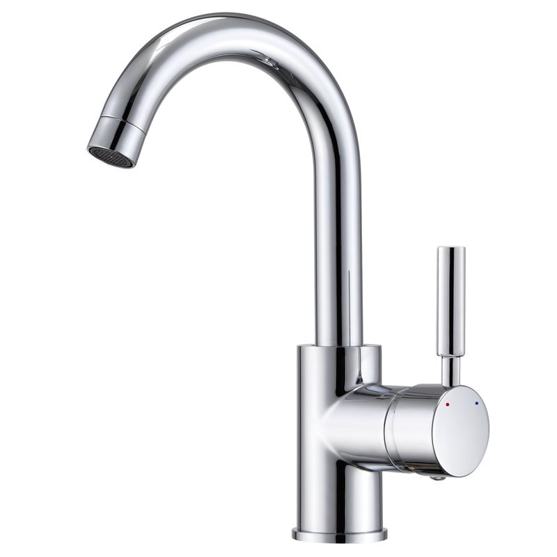 LOVHAUS Bateria umywalkowa, bateria łazienkowa, obrotowa 360°, mosiądz chromowany