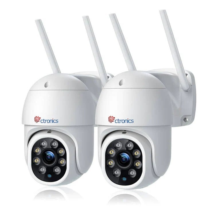 PTZ Kamera Monitoringu 4MP WiFi Biała Ctronics – Detekcja Ruchów Ludzkich i Automatyczne Śledzenie, Tryb Nocny 30M, Zestaw 2 szt.