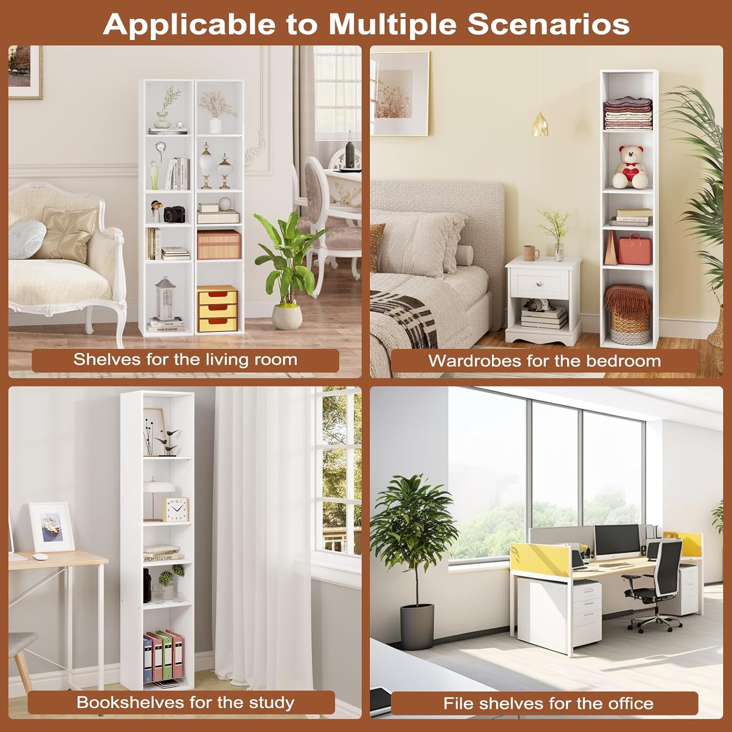 Bibliothèque pour Bureau Blanc H. 151 x l. 30 x P. 26 cm - 3