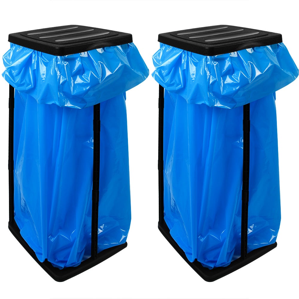 Grizzly Porte-Sac Poubelle Réglable Hauteur Avec Couvercle Bleu - 47-87 Cm, Pour Sacs 25-120 L - Idéal Jardin, Camping & Maison