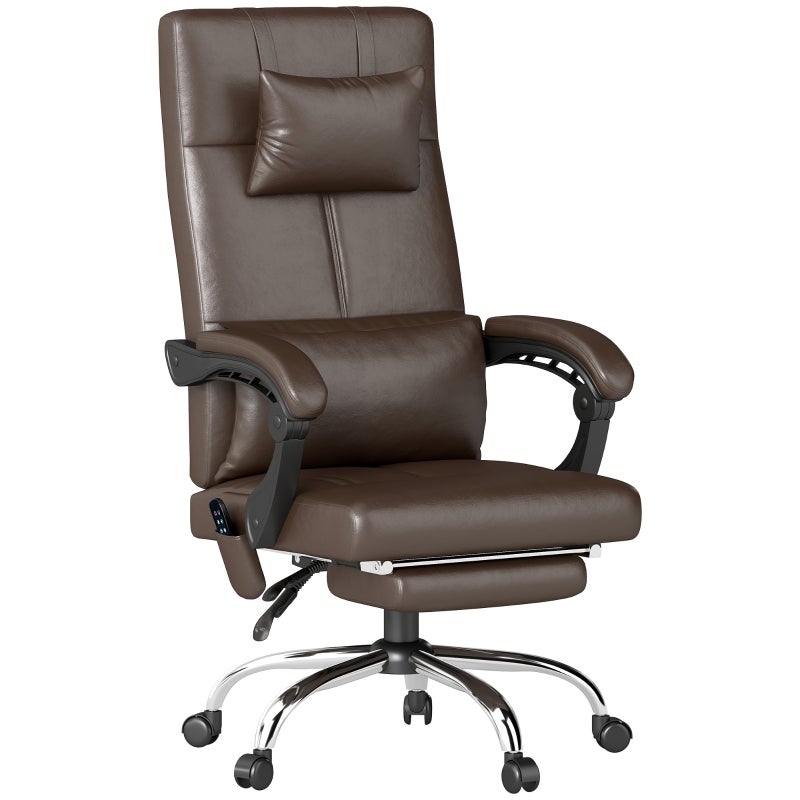 Yaheetech Chaise de Gamer Ergonomique Massant avec Repose-Pieds Inclinable Rembourré en Similicuir, Fauteuil de Jeu avec Appui-tête et Support Lombaire Roues Pivotantes Blanc
