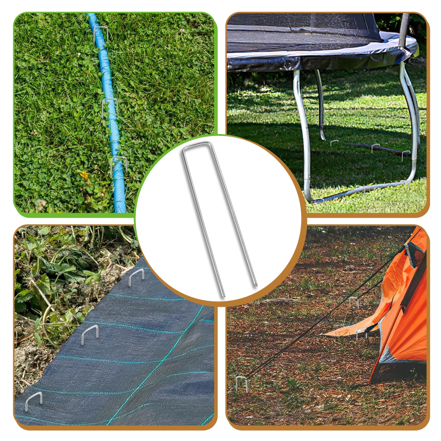 Ensemble de 50 piquets en acier galvanisé pour fixation au jardin, bâches, agrafes, longueur 150 mm - 5