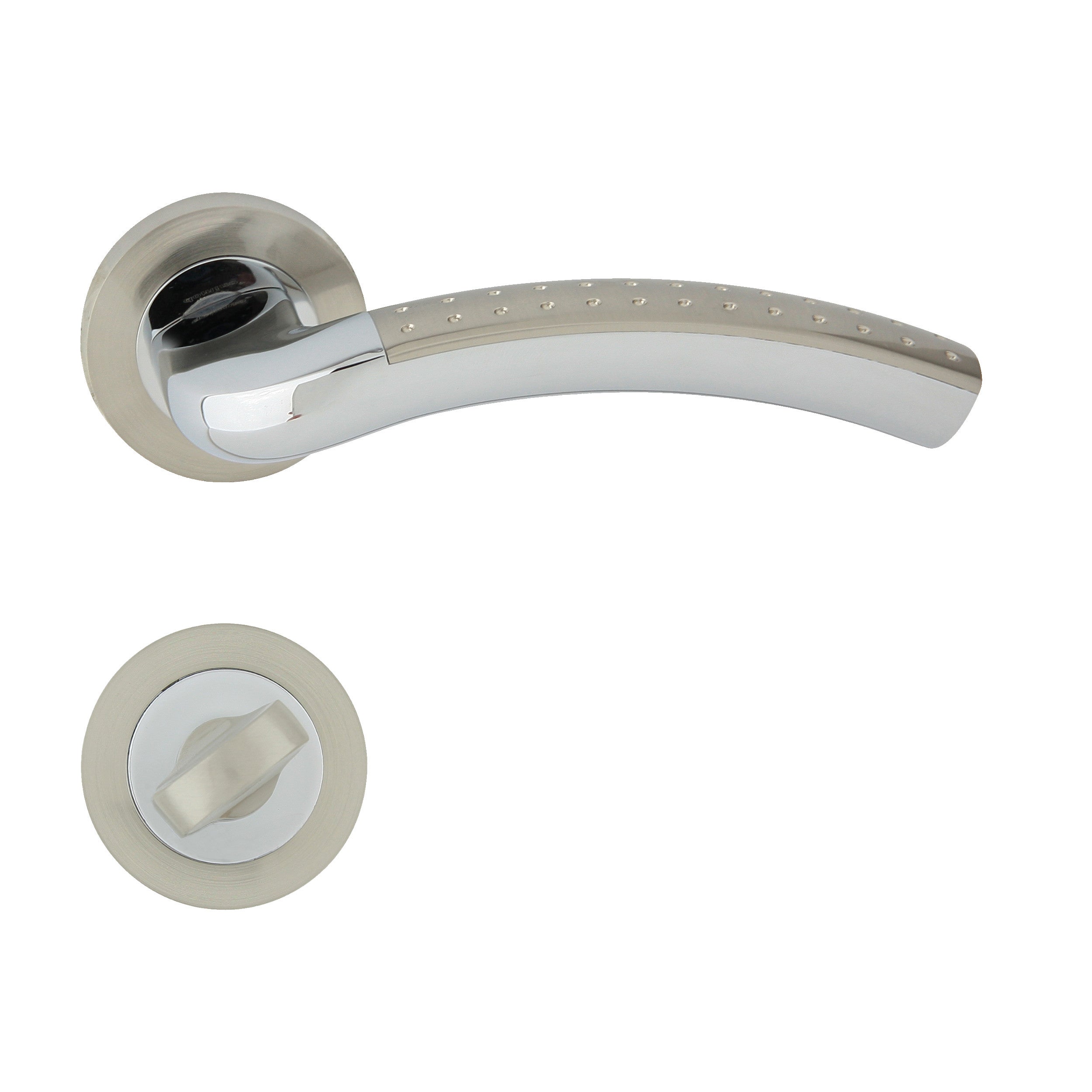 Maniglia Porta Bagno LINE-RT Nichel - Set Completo Per WC Con Rosette E Accessori