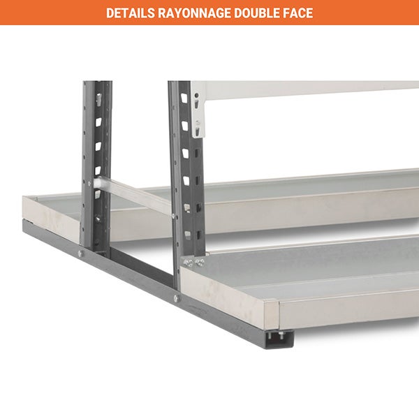 Rayonnage vertical 1 cotés - Élément suivant - 2500x1500x760mm - Utilisable uniquement avec un module de départ - RAYOVERT/2C/1834/S - 4