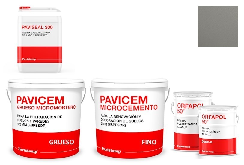 Kit microcemento 8 m2 monocomponente para paredes y suelos de cerámica o mortero - polureteno mate-gris 40
