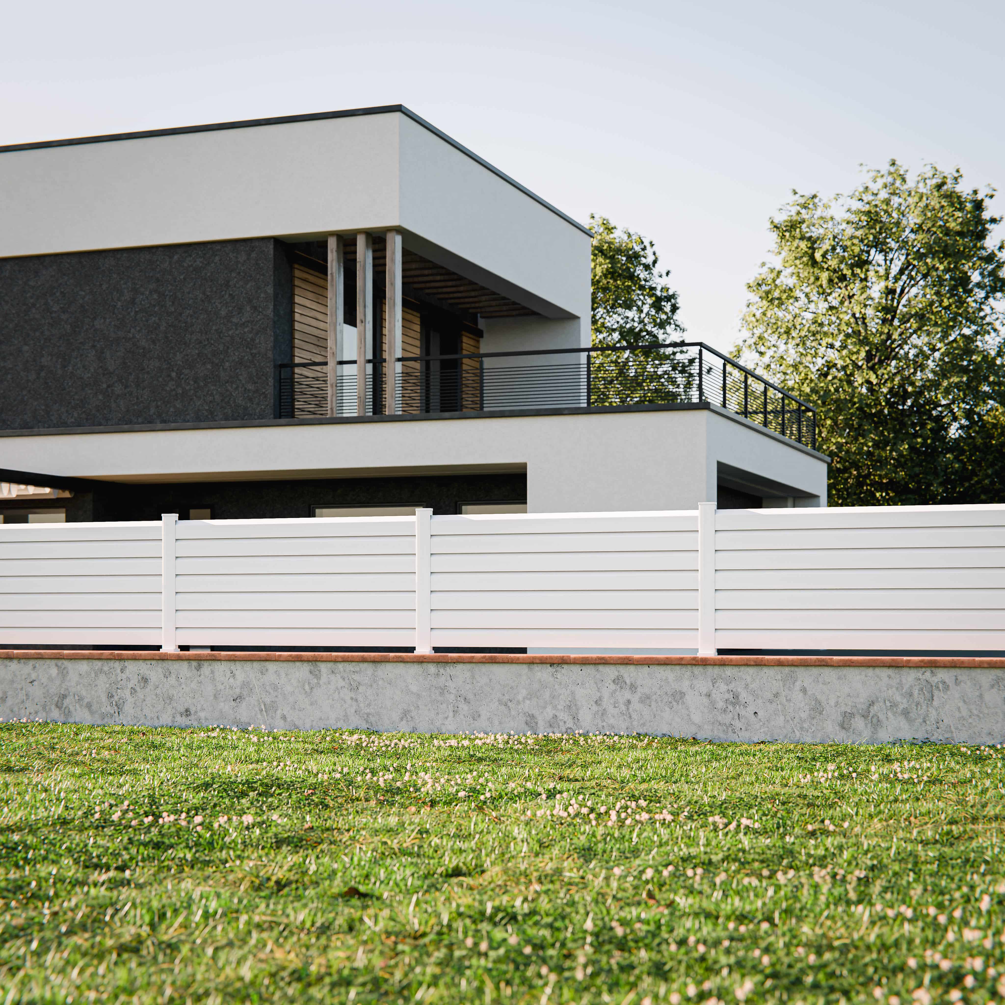 Kit Clôture SLIM PVC Blanc H. 90 cm x L. 11.10 m - 7 Lisses claire-voie - 3