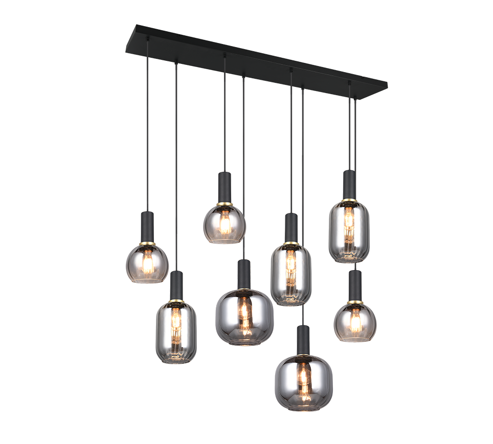 Lampa wisząca Diva czarna-chromowana 8xE27x10W nad stół wym: 150 x 120 x 32 cm szkło Trio