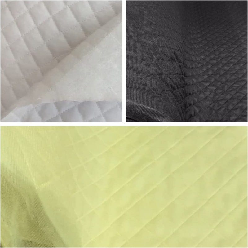 Tessuto Trapuntato Al Metro Vellutino 3 Strati - Fodera Per Divani E Poltrone, Bianco 150cm - Foto 3