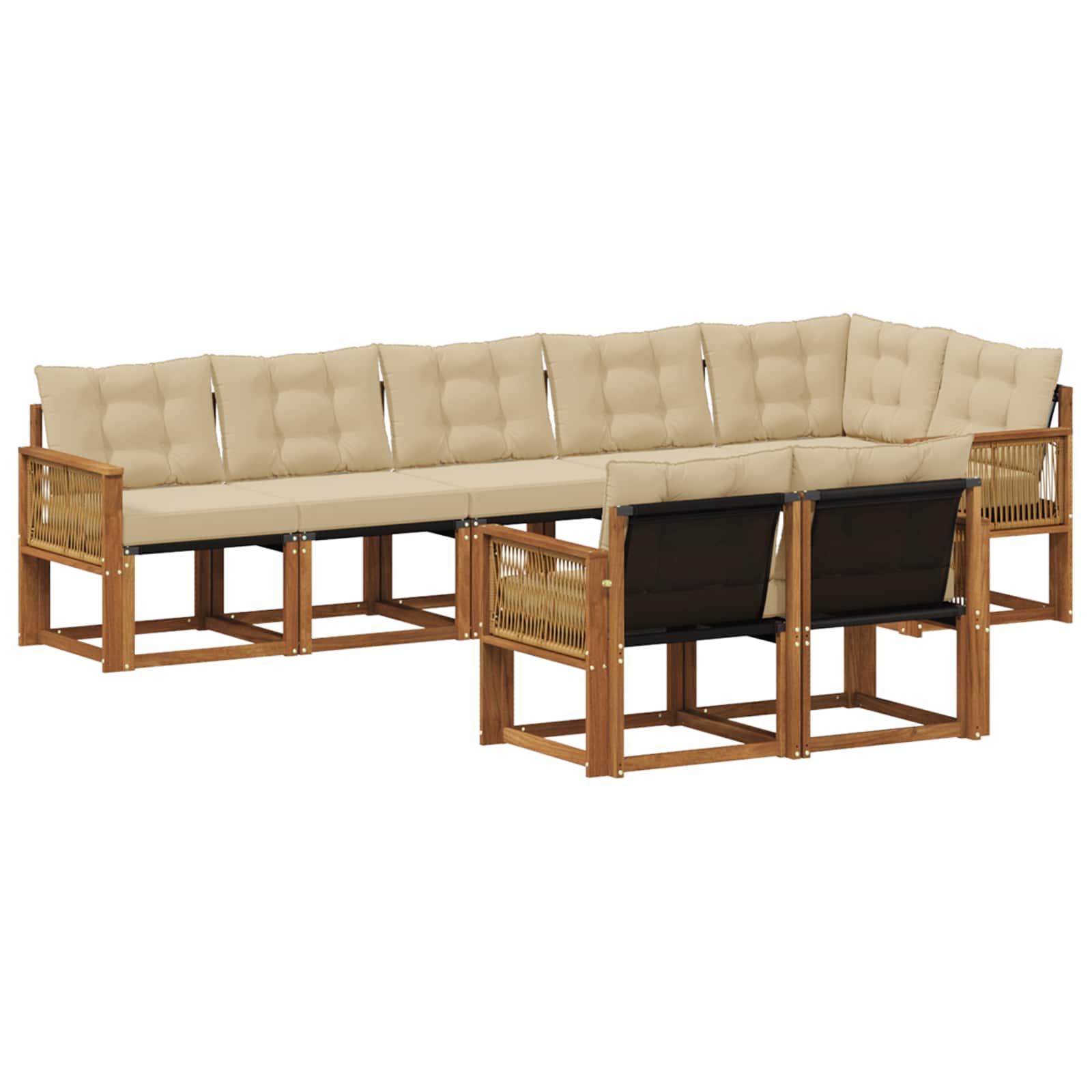 Ensemble de canapés d'extérieur, 8 pièces, naturel et beige, pour la terrasse - 2