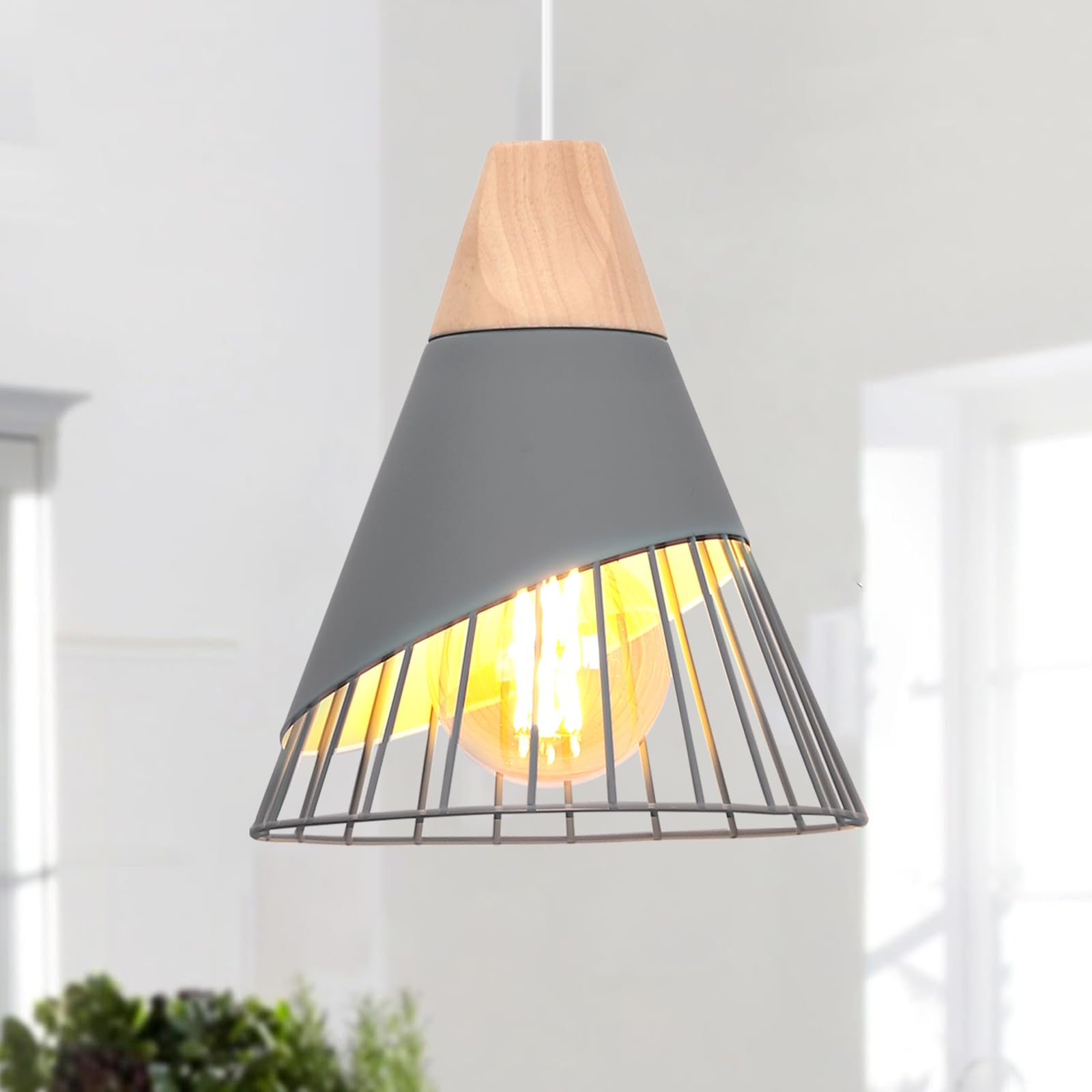 Retro plafon w kolorze szarego metalu lampa sufitowa stylu industrialnym drewna metalowy żyrandol odpowiedni restauracji kuchni korytarza bez źródła