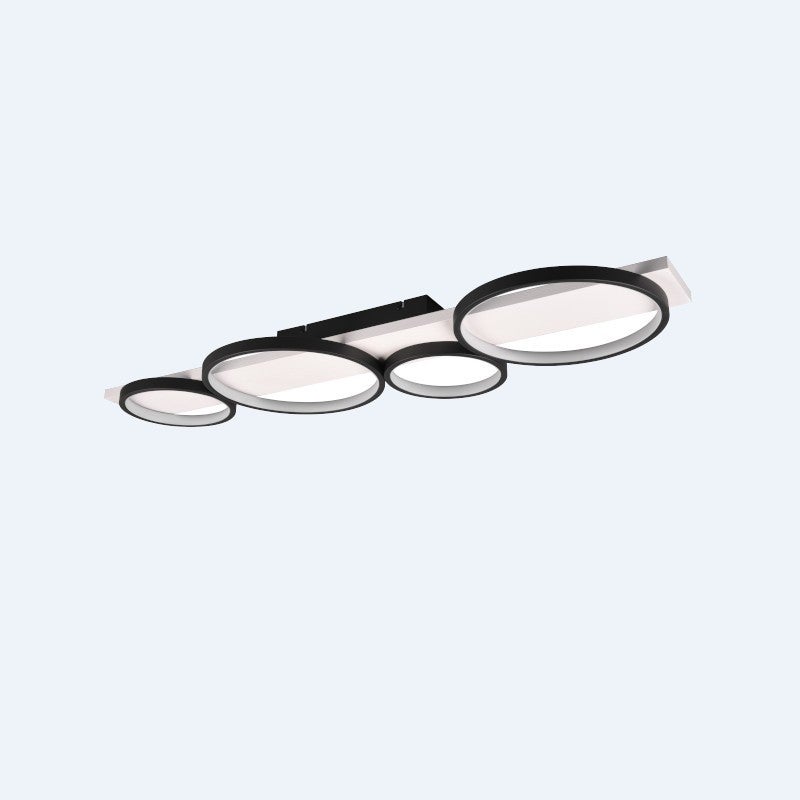 Trio Leuchten Plafonnier LED Medera 643810432, Métal Noir mat, Bois Blanc, avec LED 44 Watt, Interrupteur Dimmer