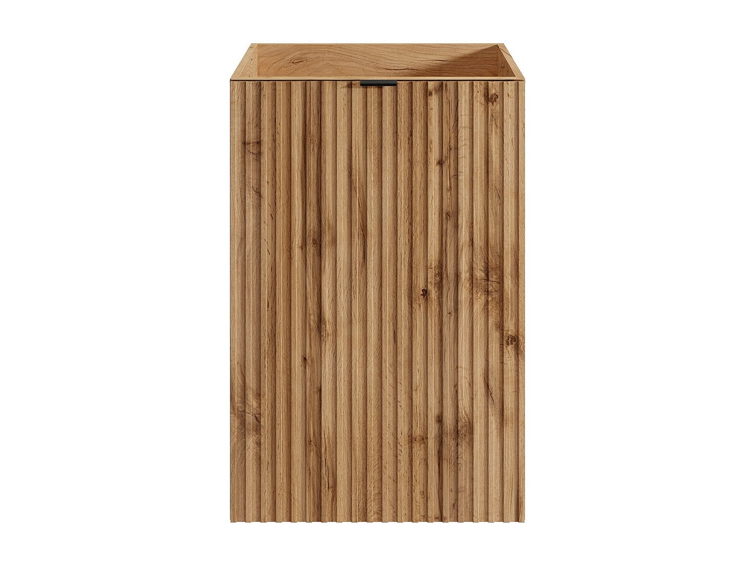 Meuble pour lave main strié porte réversible naturel clair - H60 x L40 x P22 - VAHIRA - 2