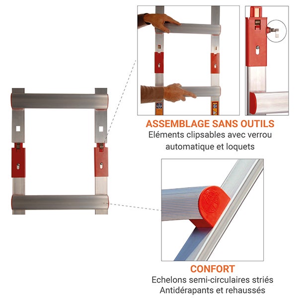 Echelle de toit 6.25m + crochet - HIM4538/250/625 - 4