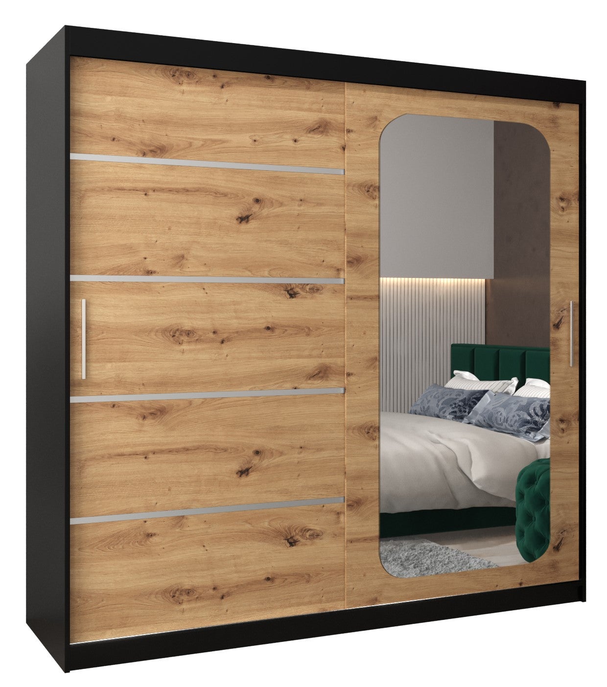 Szafa przesuwna garderoba PROMO V2 200 x 62 x 200 cm Czarny + Artisan - Abiks Meble