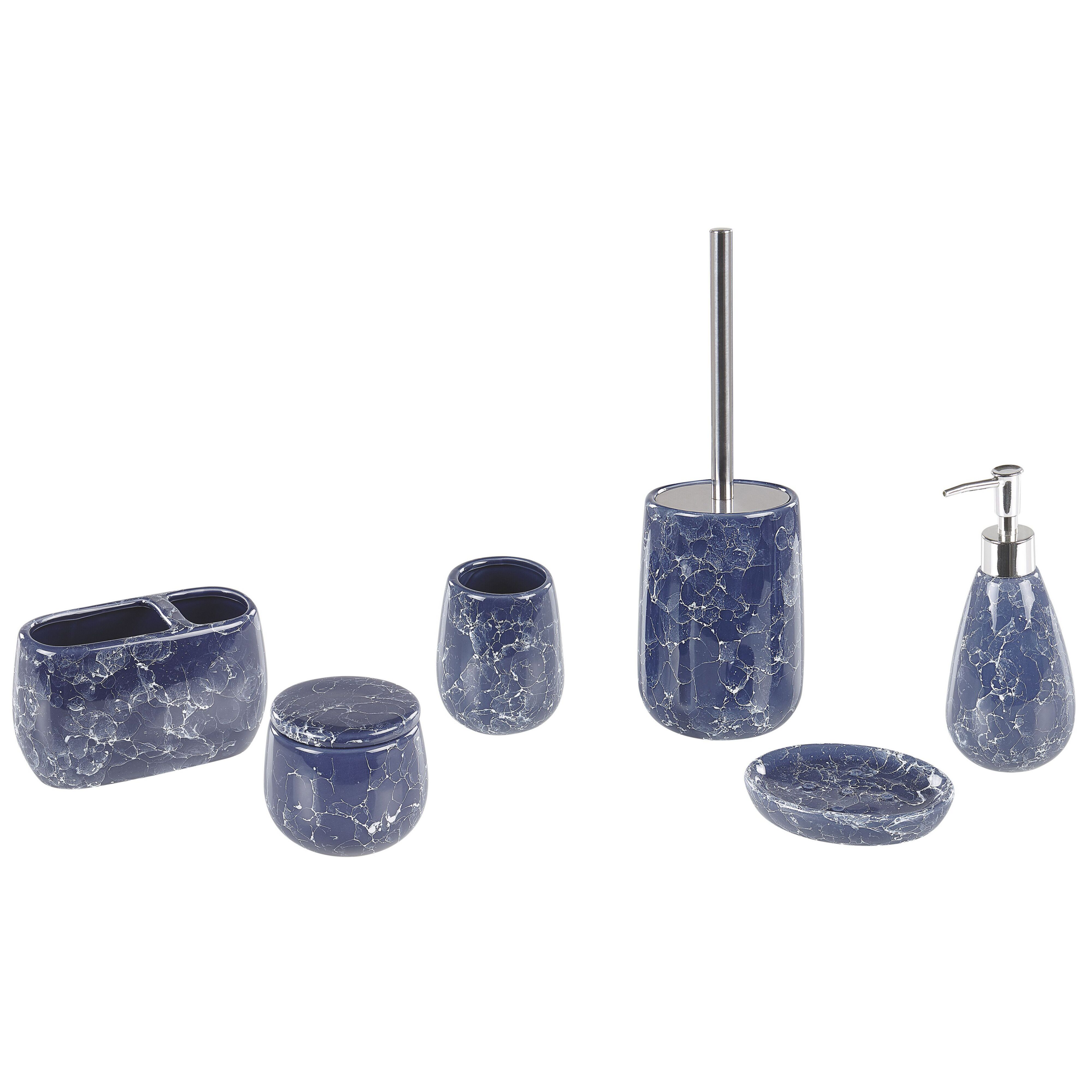 Lot 6 Accessoires Salle De Bain Verre Transparent – Distributeur Savon, Porte-Savon, Brosse à Dents, Gobelet, Pot Cotons