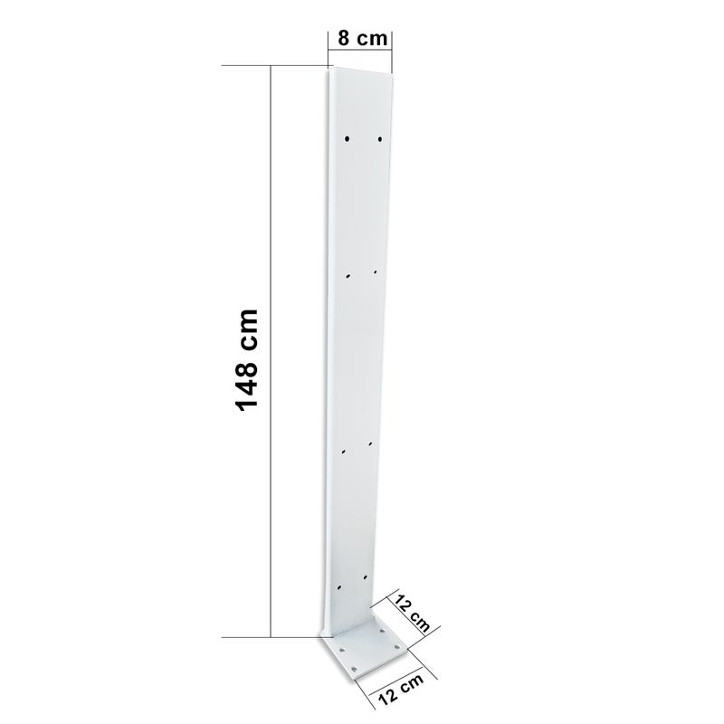 Słupek stalowy do perforowanych paneli z PVC o wysokiej gęstości – 80x40x1480 mm – kolor BIAŁY