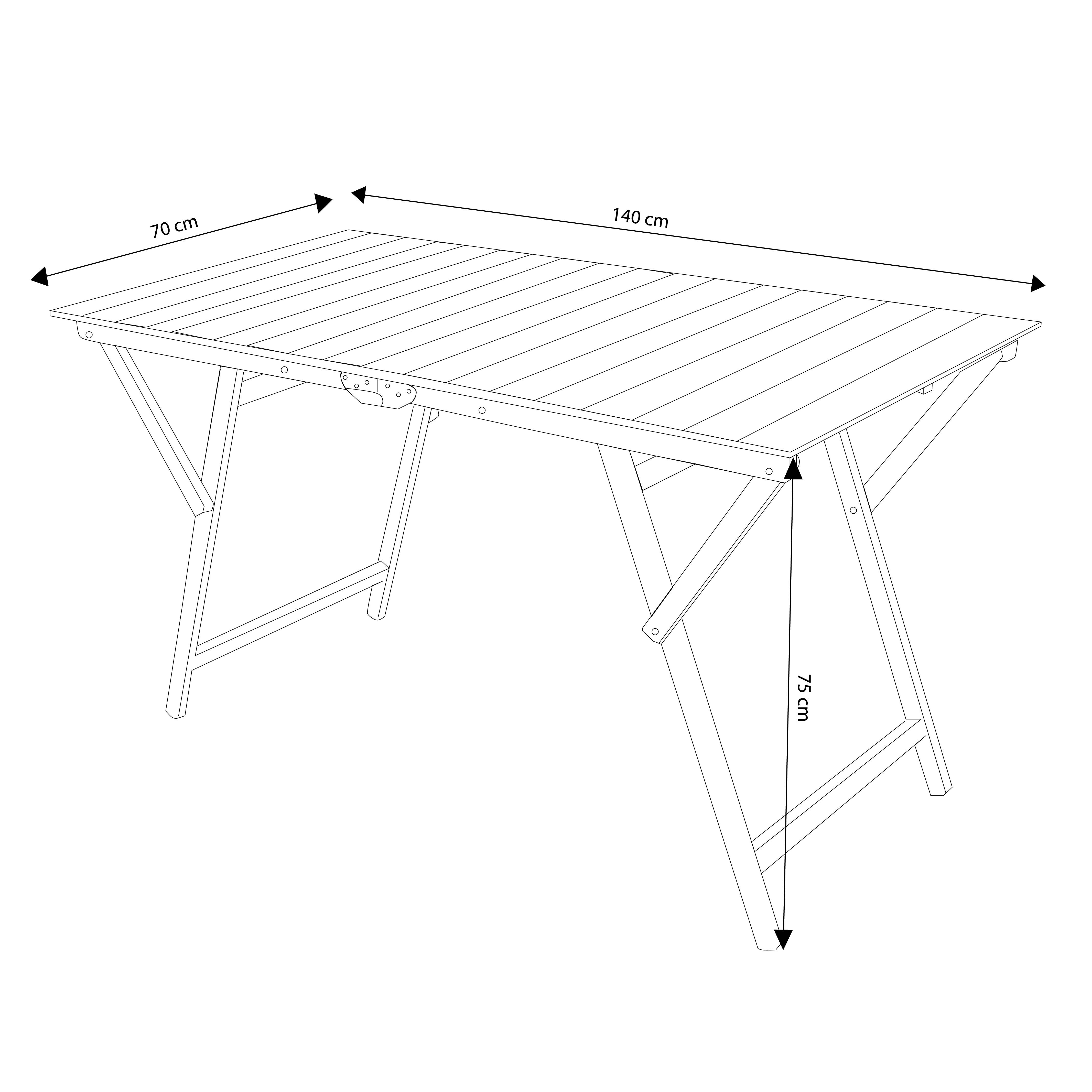 MilaniHome.it - Tavolo Da Giardino Pieghevole Salvaspazio In Legno 70x140di coloreMarrone - 6