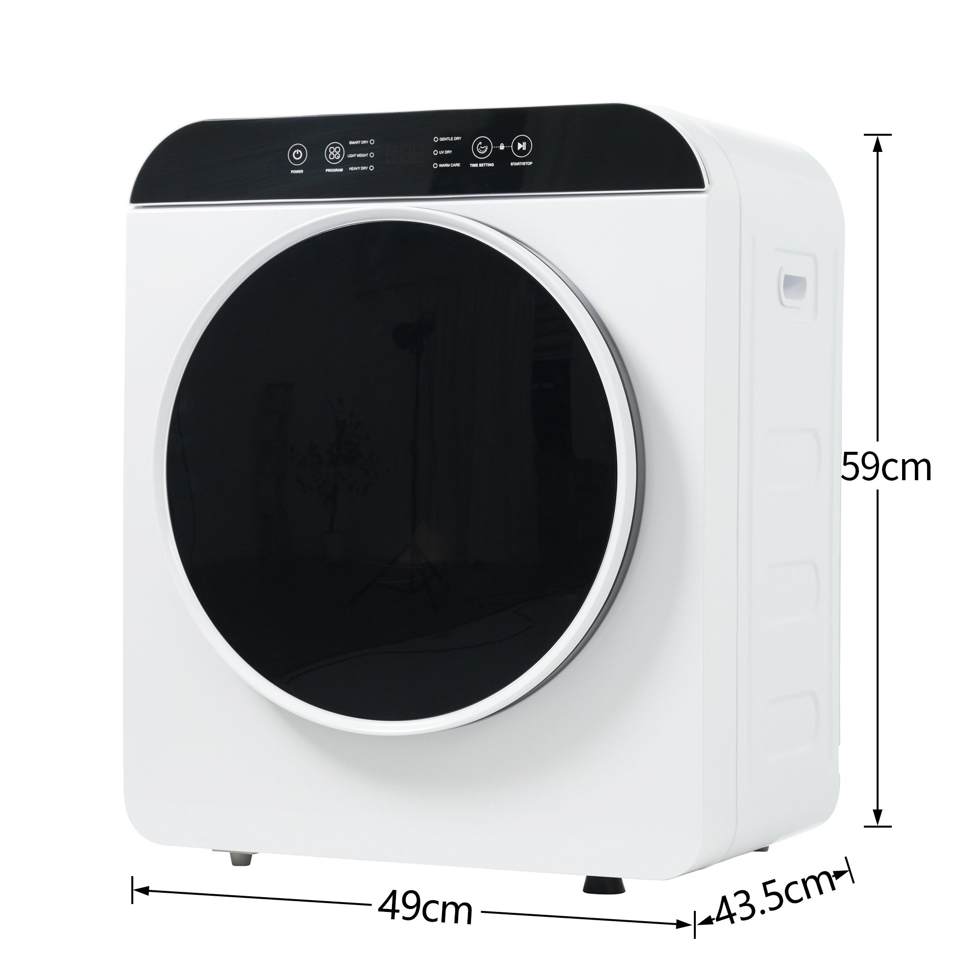 Suszarka bębnowa ścienna z wywiewem, 3 kg / 830 W, z 6 programami - Klasa energetyczna G - 49 x 43,5 x 59 cm - Kolor biały - 7