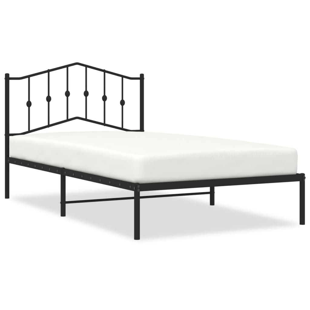 Łóżko Metalowe Czarne Rama Łóżka Ze Stelażem Do Sypialni Pokoju 107x203 cm
